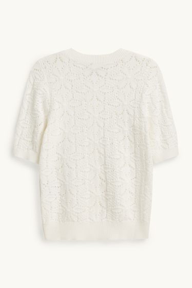 Damen - Strickjacke - strukturiert - cremefarben