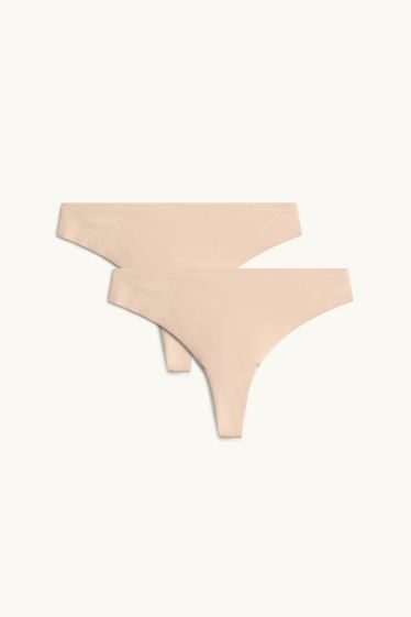 Dámské - Multipack 2 ks - neviditelná tanga - béžová