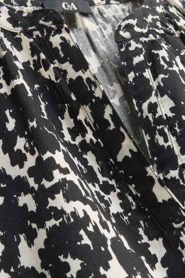 Mujer - Blusa con escote en pico - estampada - negro