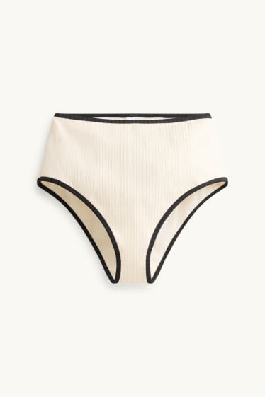 Femmes - Bas de bikini - high waist - finition côtelée - LYCRA® XTRA LIFE™  - crème