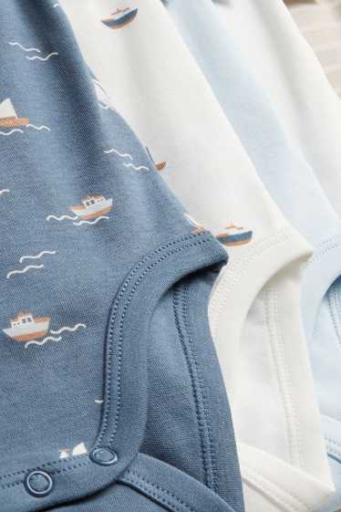 Baby: jongens - Set van 5 - zeilboot en teddybeer - rompertje - blauw