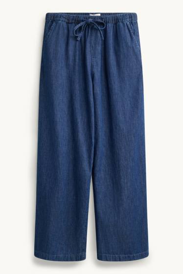 Donna - Jeans a gamba larga - vita alta - jeans blu scuro