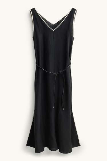 Women - V-neck A-line dress - black