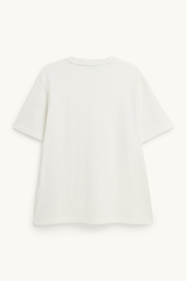 Herren - T-Shirt - Regular Fit - gerippt - weiß