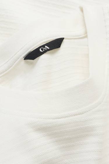 Herren - T-Shirt - Regular Fit - gerippt - weiß