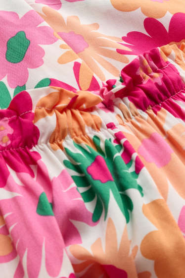 Enfants filles - Fleur - pantalon en toile - rose