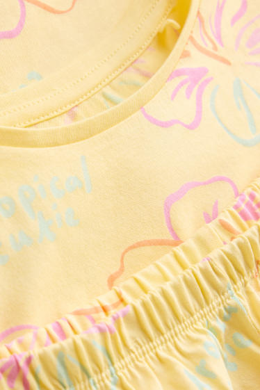 Kinder Mädchen - Blume - Shorty-Pyjama - 2 teilig - gelb