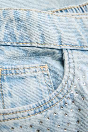 Nena - Faldilla pantaló amb pedres d’estràs - efecte brillant - blau clar