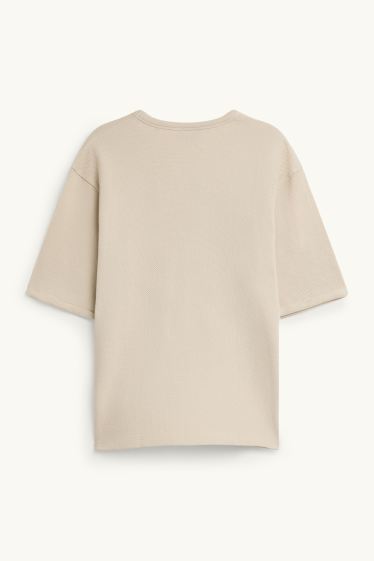 Pánské - Tričko - relaxed fit - strukturované - béžová