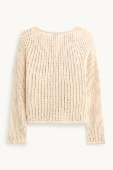 Femmes - Pull - finition texturée - crème