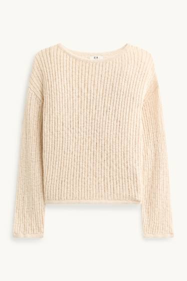 Femmes - Pull - finition texturée - crème