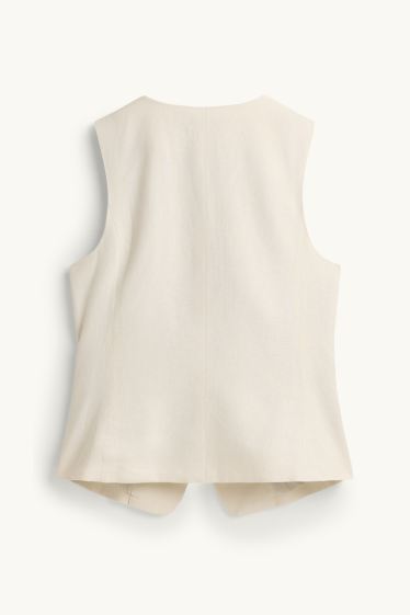 Mujer - Chaleco de oficina - entallado - mezcla de lino - crema