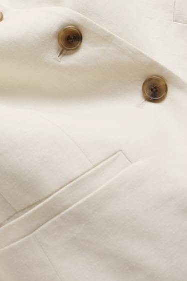 Mujer - Chaleco de oficina - entallado - mezcla de lino - crema