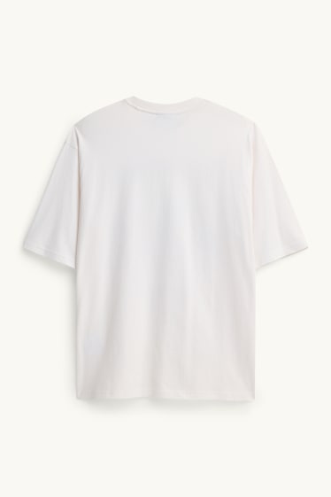 Pánské - Tričko - oversized - Spongebob v kalhotách - bílá