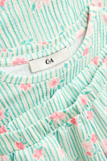 Kinder Mädchen - Blume - Set - Kurzarmshirt und Stoffhose - 2 teilig - hellgrün