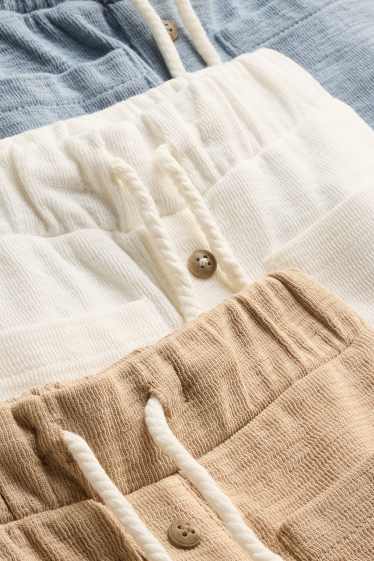 Baby: jongens - Set van 3 - babyjoggingbroek - met structuur - beige