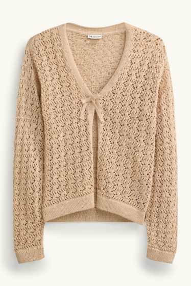 Bambine - Cardigan - effetto brillante - beige