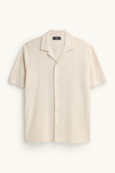 Home - Camisa - regular fit - coll solapa - texturada - blanc