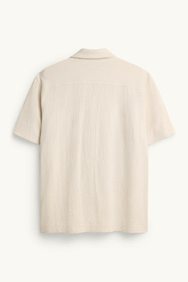 Home - Camisa - regular fit - coll solapa - texturada - blanc
