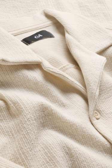 Home - Camisa - regular fit - coll solapa - texturada - blanc