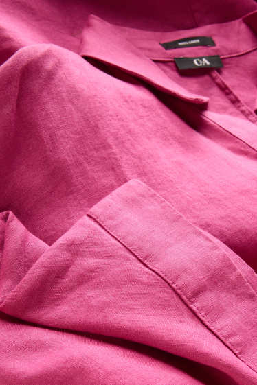 Dona - Vestit de lli - straight fit - fúcsia