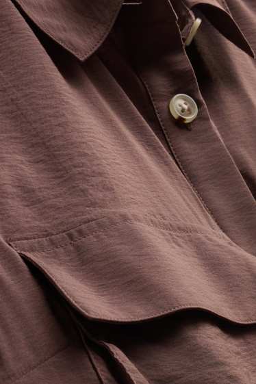 Donna - Gilet - tessuto tramato - marrone