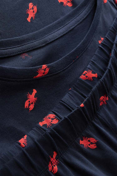 Femei - Pijama scurtă - cu model - albastru închis