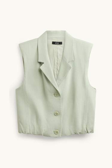 Mujer - Chaleco con parte de lino - entallado - verde claro