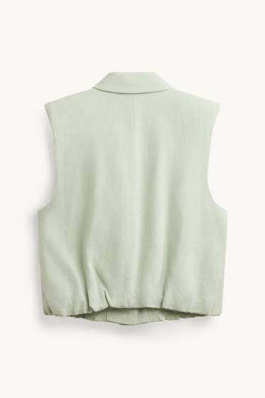 Mujer - Chaleco con parte de lino - entallado - verde claro