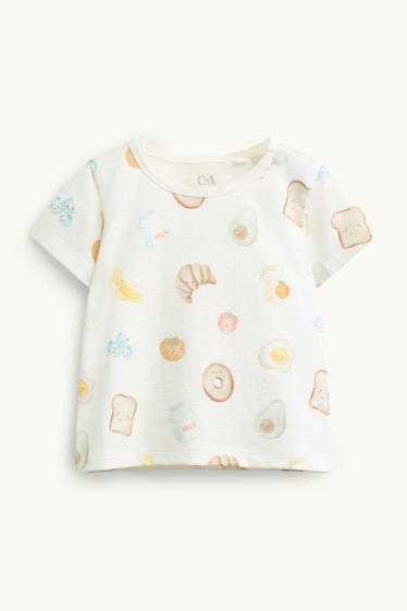 Unisex - Frühstück - Baby-Kurzarmshirt - weiss
