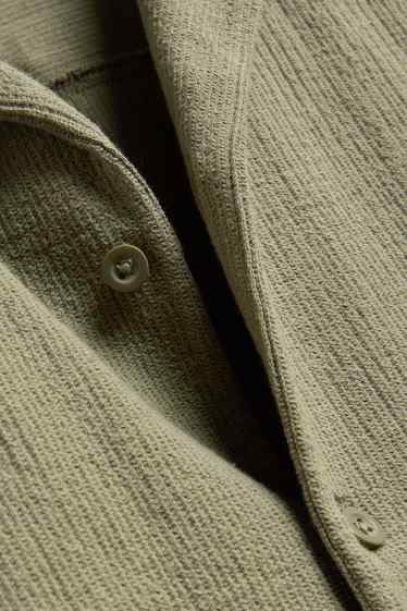 Home - Camisa - regular fit - coll solapa - texturada - verd