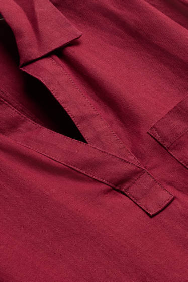 Damen - Leinenkleid - Straight Fit - dunkelrot