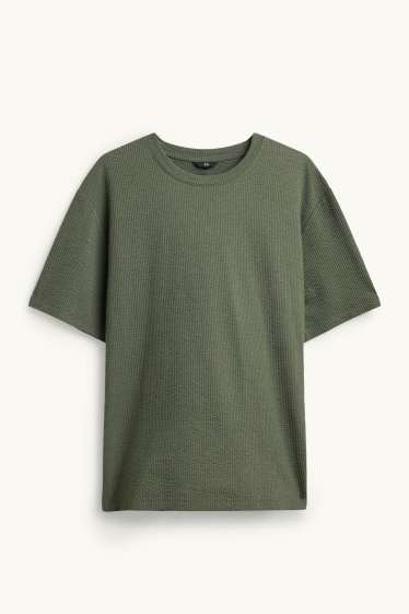 Heren - T-shirt - regular fit - met structuur - groen