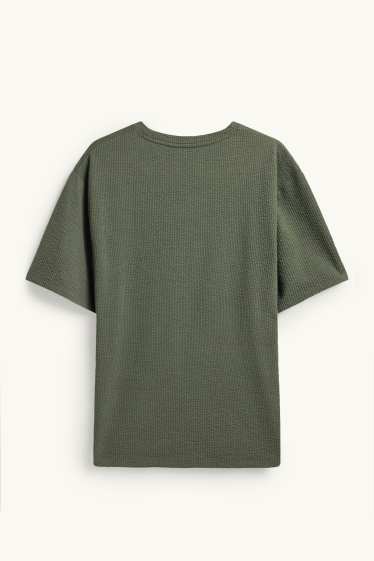 Heren - T-shirt - regular fit - met structuur - groen