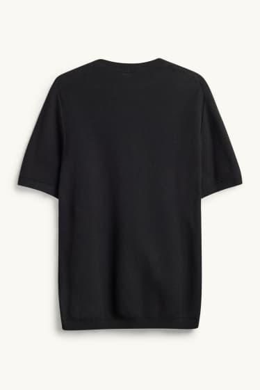 Herren - Strickpullover - kurzarm - strukturiert - schwarz