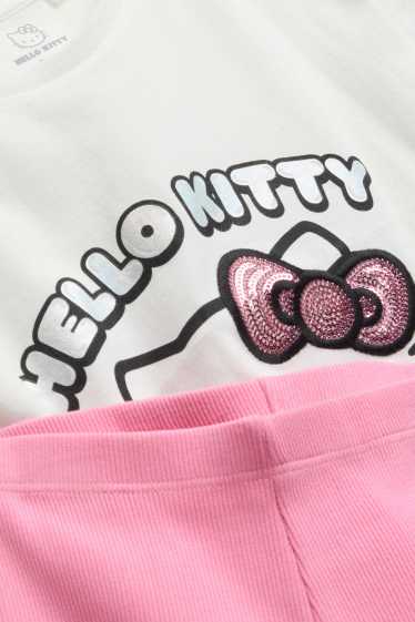 Niñas - Hello Kitty - conjunto - camiseta de manga corta y pantalón de ciclista - 2 prendas - blanco / rosa