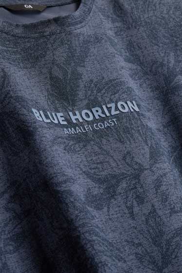 Heren - T-shirt - regular fit - met patroon - donkerblauw