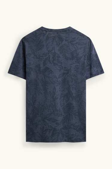Heren - T-shirt - regular fit - met patroon - donkerblauw