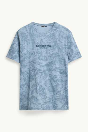 Heren - T-shirt - regular fit - met patroon - lichtblauw