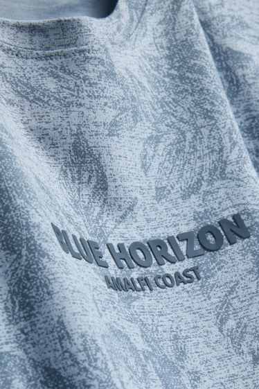 Heren - T-shirt - regular fit - met patroon - lichtblauw