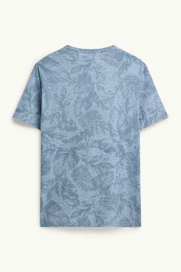 Heren - T-shirt - regular fit - met patroon - lichtblauw