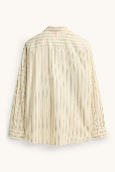 Pánské - Košile - relaxed fit - kent - pruhovaná - béžová