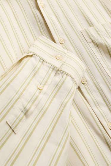 Pánské - Košile - relaxed fit - kent - pruhovaná - béžová