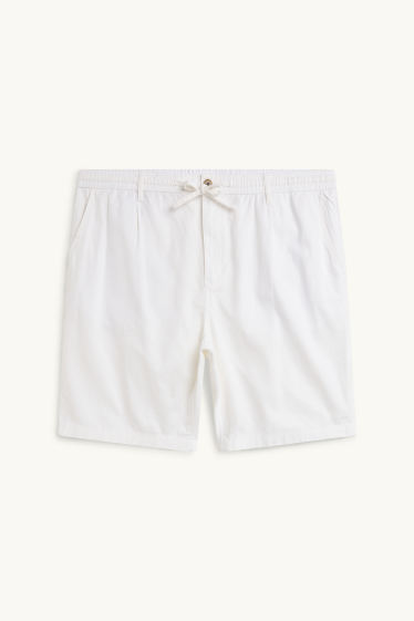 Home - Pantalons curts - mescla de lli - blanc