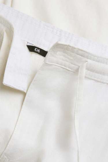 Home - Pantalons curts - mescla de lli - blanc