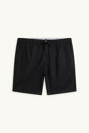 Home - Pantalons curts - mescla de lli - negre