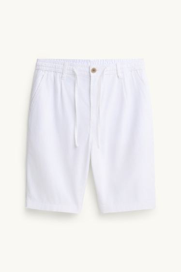 Heren - Short - linnenmix - wit