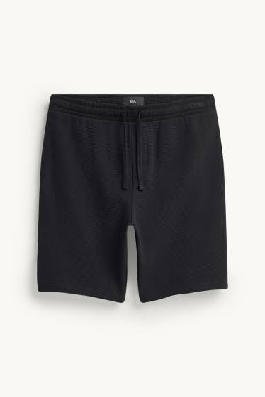 Men - Shorts - ribbed - black