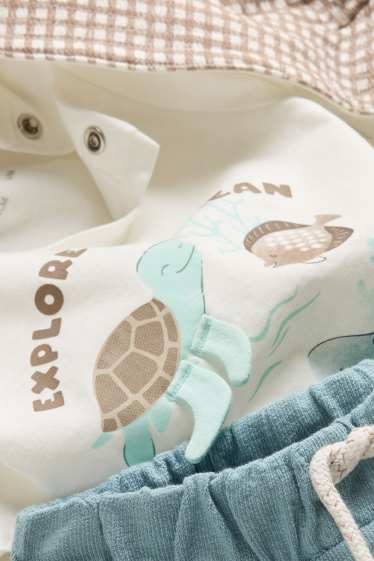 Bébés garçons - Animaux de la mer - tenue pour bébé - 3 pièces - blanc / bleu clair
