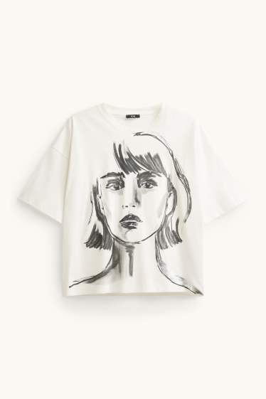 Femmes - T-shirt - relaxed fit - blanc